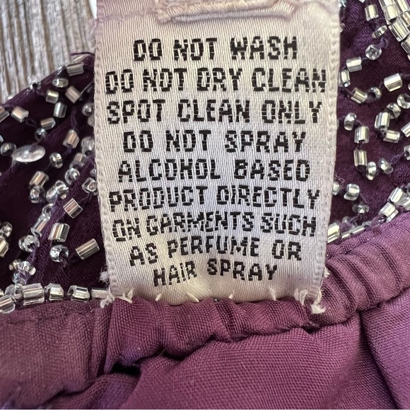 VTG 90s Romy Scala 100% Silk Beaded Formal Backless Maxi Dress Plum Purple Med - Picture 15 of 17